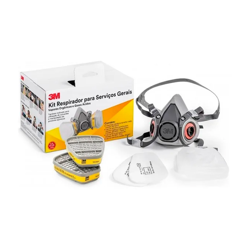 Kit Respirador Semifacial 6200 para Serviços Gerais – 3M
